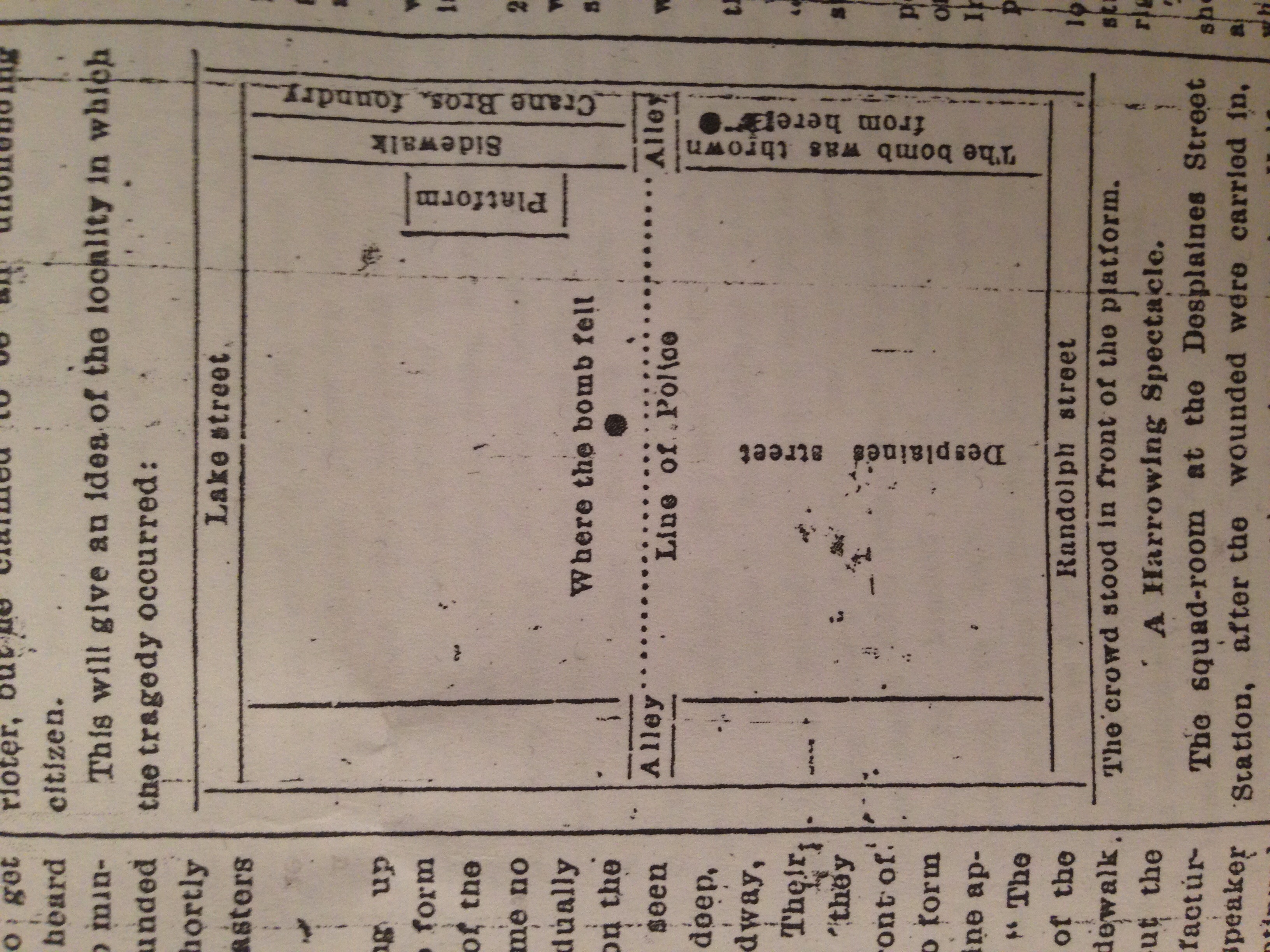 Map of Haymarket Square, Chicago Tribune, May 5, 1886