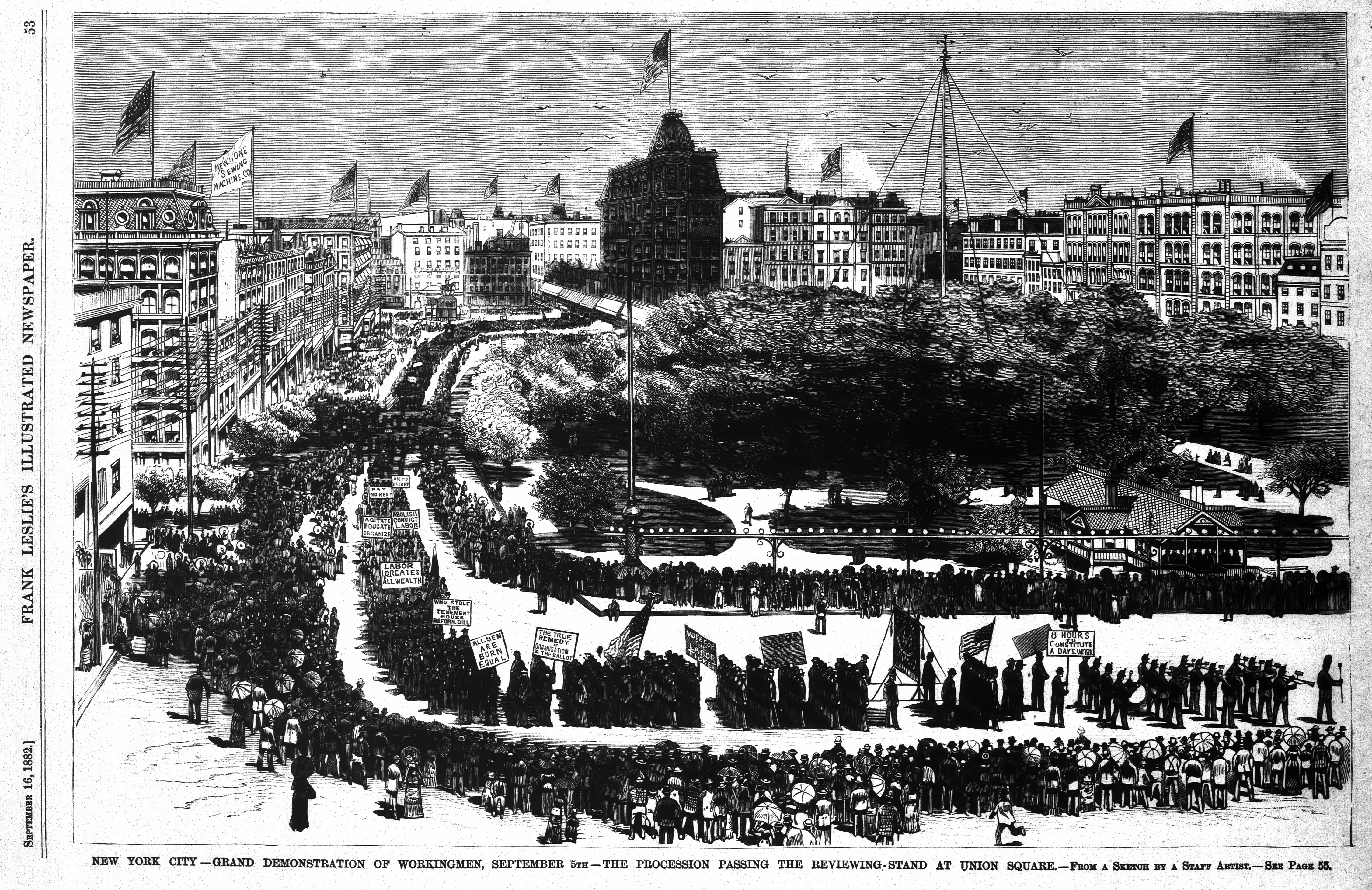First Labor Day Parade, New York City, September 5, 1882